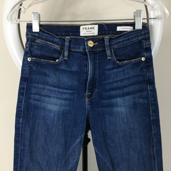 FRAME York Wash 5 Pocket Logo Hardware Le High Rise Waist Slim Fit Skinny Jeans - Picture 5 of 12